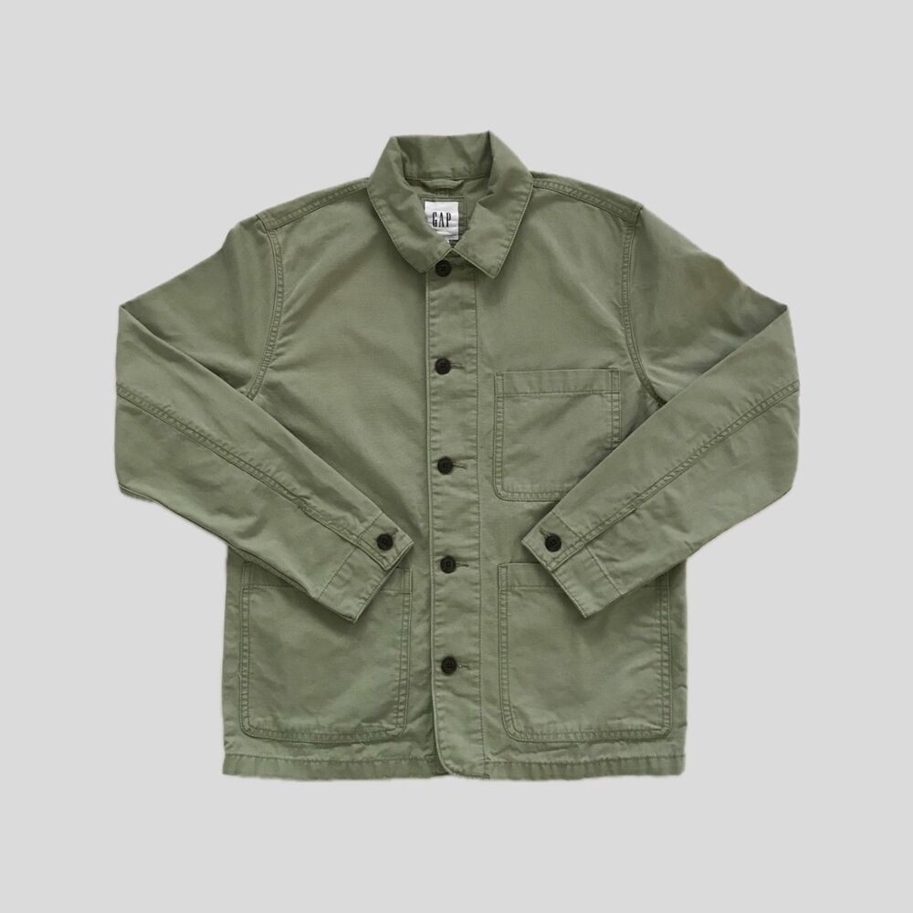 GAP Pale Olive Green Cotton Long Sleeve Barn Oversized Jacket Shacket Women's S